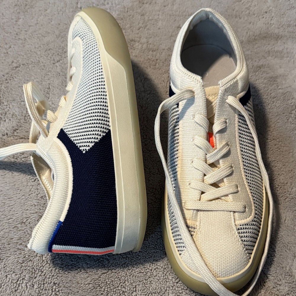 Rothy's Cream and Navy Men's Sneakers
